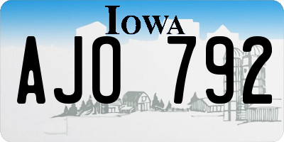 IA license plate AJO792