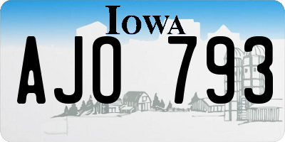 IA license plate AJO793