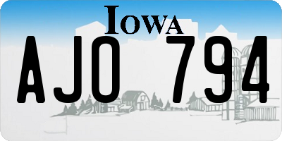 IA license plate AJO794