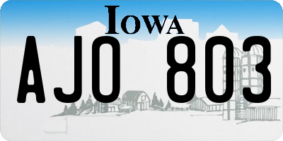 IA license plate AJO803