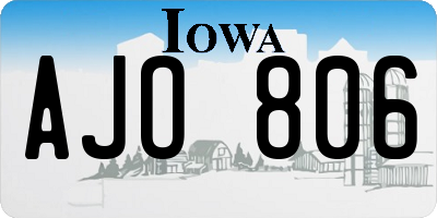 IA license plate AJO806