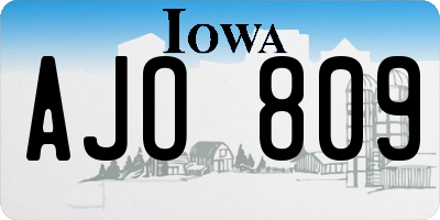 IA license plate AJO809