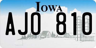 IA license plate AJO810