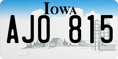 IA license plate AJO815