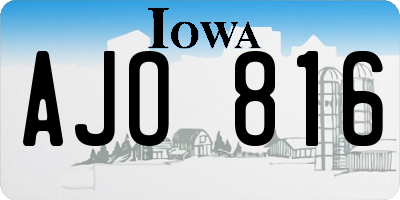 IA license plate AJO816