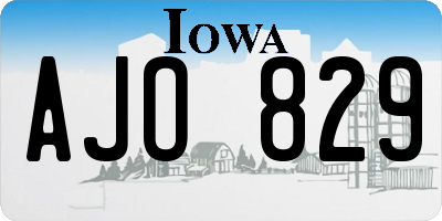 IA license plate AJO829