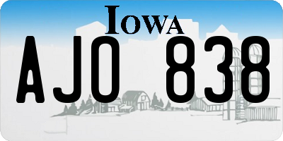 IA license plate AJO838