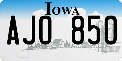 IA license plate AJO850