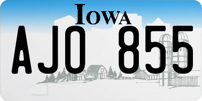IA license plate AJO855