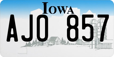 IA license plate AJO857