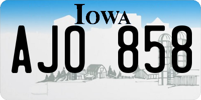 IA license plate AJO858