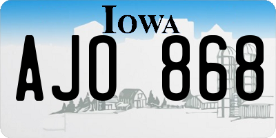 IA license plate AJO868