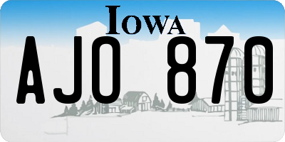 IA license plate AJO870