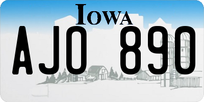 IA license plate AJO890