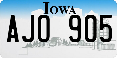 IA license plate AJO905