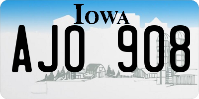 IA license plate AJO908