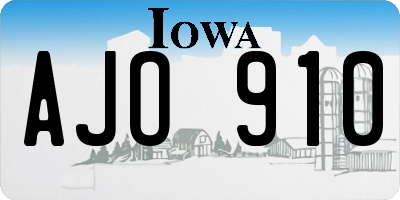 IA license plate AJO910