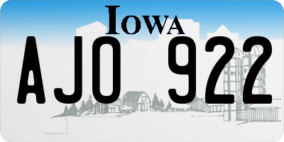 IA license plate AJO922