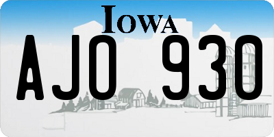 IA license plate AJO930