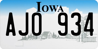 IA license plate AJO934