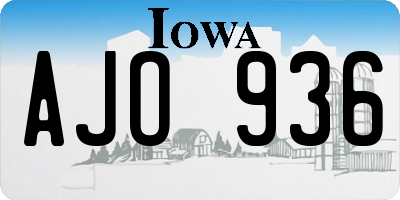 IA license plate AJO936