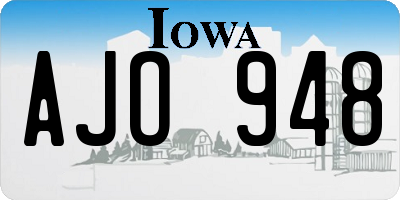 IA license plate AJO948