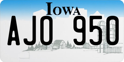 IA license plate AJO950