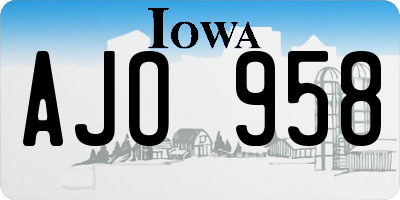 IA license plate AJO958