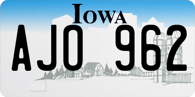 IA license plate AJO962
