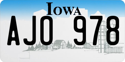 IA license plate AJO978