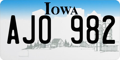 IA license plate AJO982