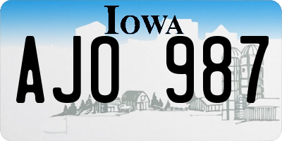 IA license plate AJO987