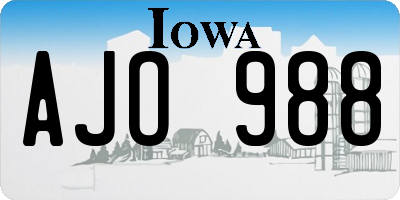 IA license plate AJO988