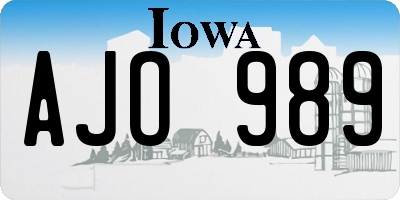 IA license plate AJO989