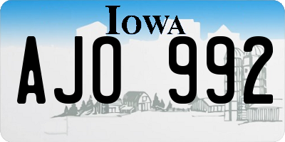 IA license plate AJO992