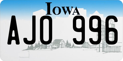 IA license plate AJO996