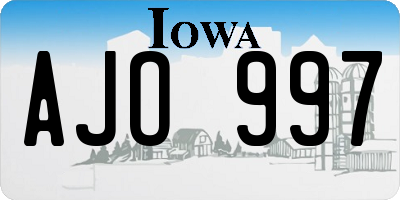 IA license plate AJO997