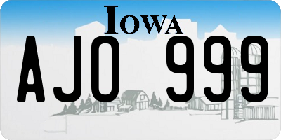 IA license plate AJO999
