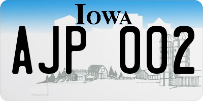 IA license plate AJP002