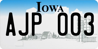 IA license plate AJP003