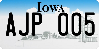 IA license plate AJP005