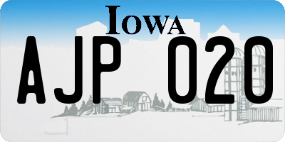 IA license plate AJP020