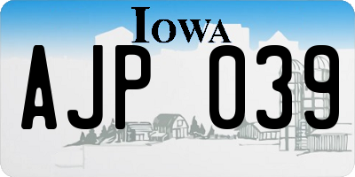 IA license plate AJP039