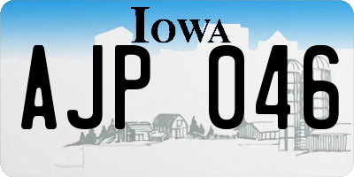 IA license plate AJP046