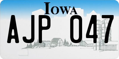 IA license plate AJP047