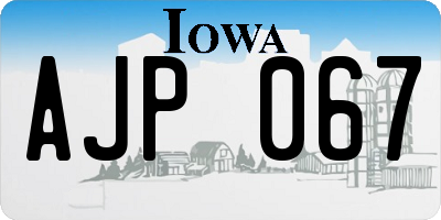 IA license plate AJP067