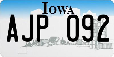 IA license plate AJP092