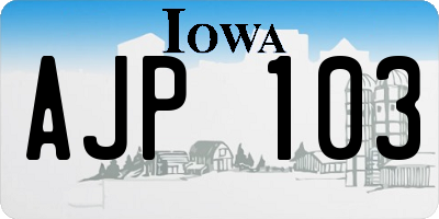 IA license plate AJP103