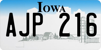 IA license plate AJP216