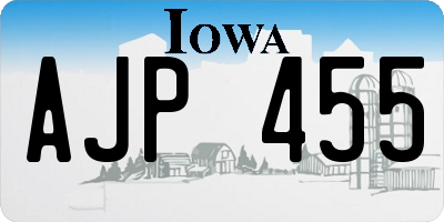 IA license plate AJP455